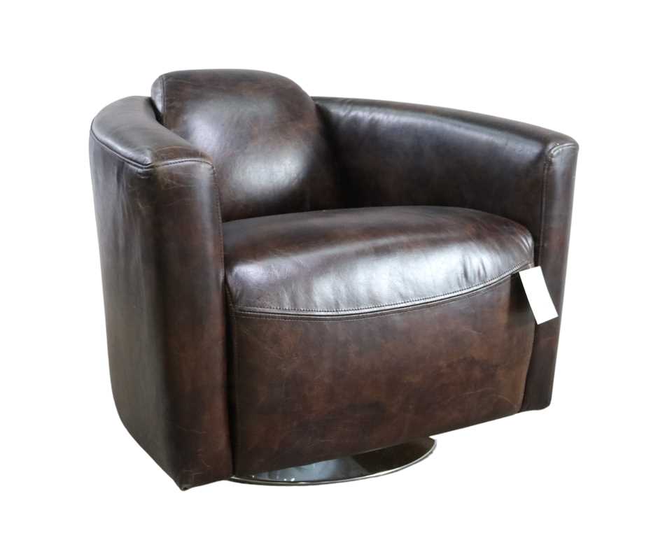 Marlborough Swivel Vintage Tobacco Brown Distressed Leather Tub Chair