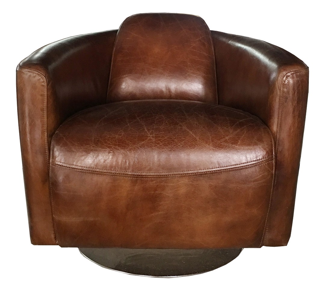 marlborough swivel vintage distressed leather tub chair