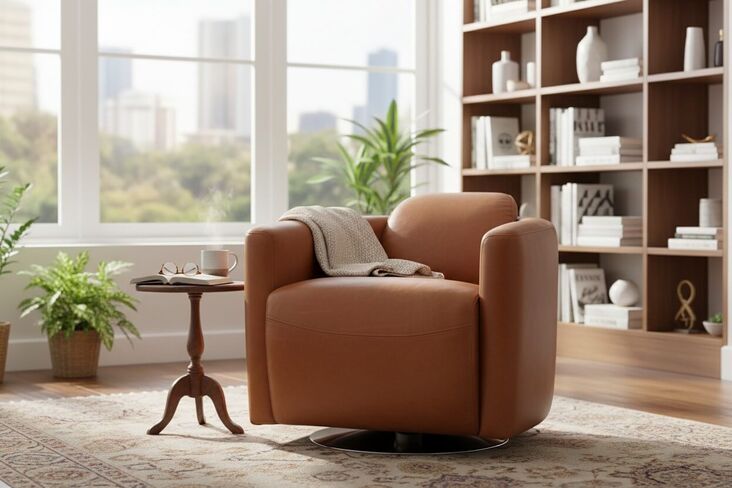 Marlborough Swivel Vintage Tan Distressed Leather Tub Chair