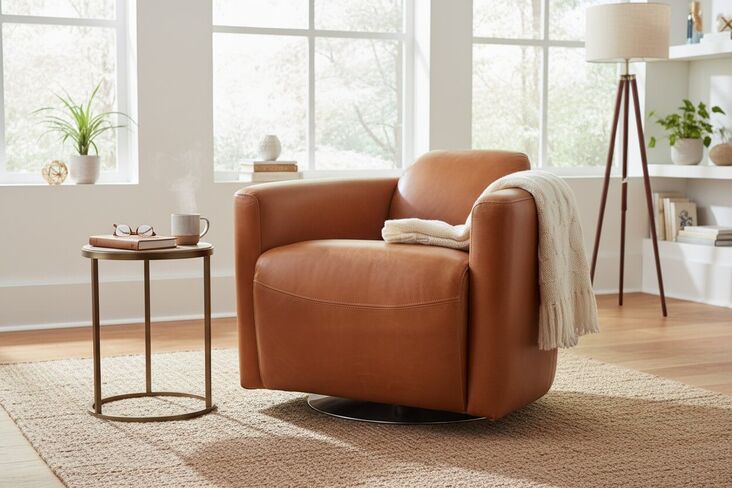 Marlborough Swivel Vintage Tan Distressed Leather Tub Chair