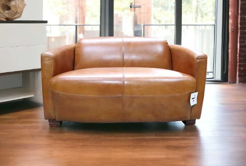 Product photograph of Marlborough Vintage 2 Seater Tan Distressed Leather Tub Sofa from Designer Sofas 4U