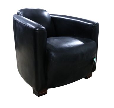 Marlborough Vintage Distressed Black Leather Tub Chair