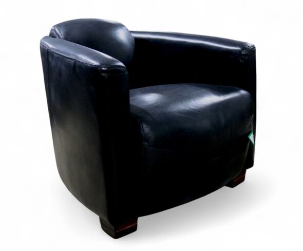 Marlborough Vintage Distressed Black Leather Tub Chair