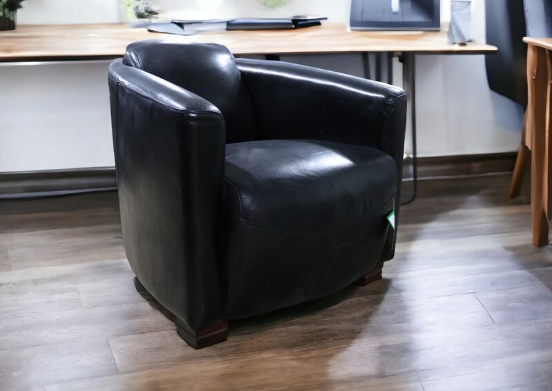 Product photograph of Marlborough Vintage Distressed Black Leather Tub Chair from Designer Sofas 4U
