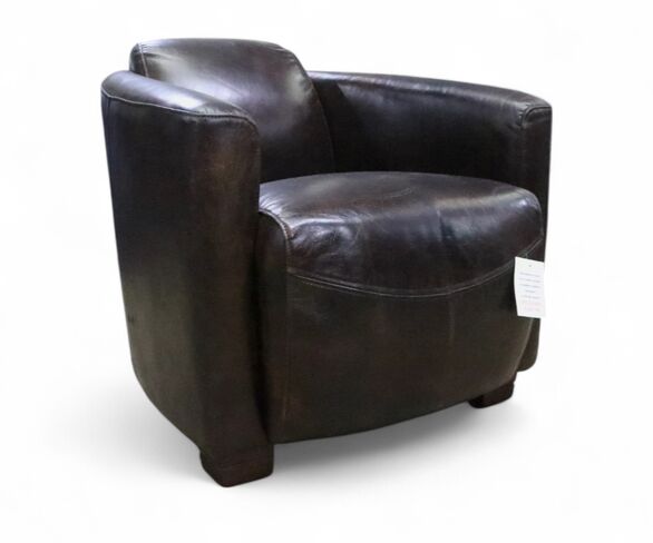 Marlborough Vintage Distressed Tobacco Brown Leather Tub Chair