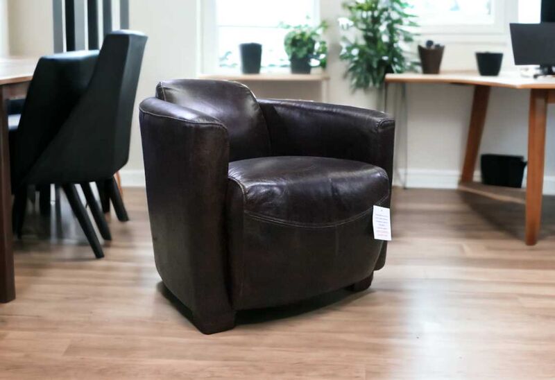 Product photograph of Marlborough Vintage Distressed Tobacco Brown Leather Tub Chair from Designer Sofas 4U
