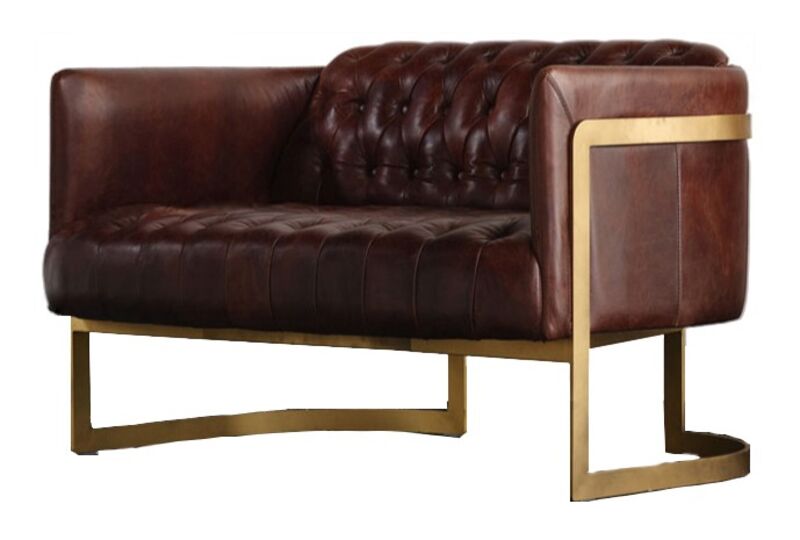 Product photograph of Metal Frame Chesterfield Buttoned 2 Seater Distressed Leather Sofa from Designer Sofas 4U