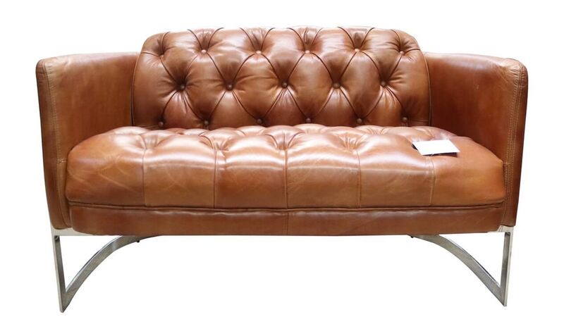 Product photograph of Metal Frame Chesterfield Buttoned 2 Seater Distressed Tan Amp Hellip from Designer Sofas 4U