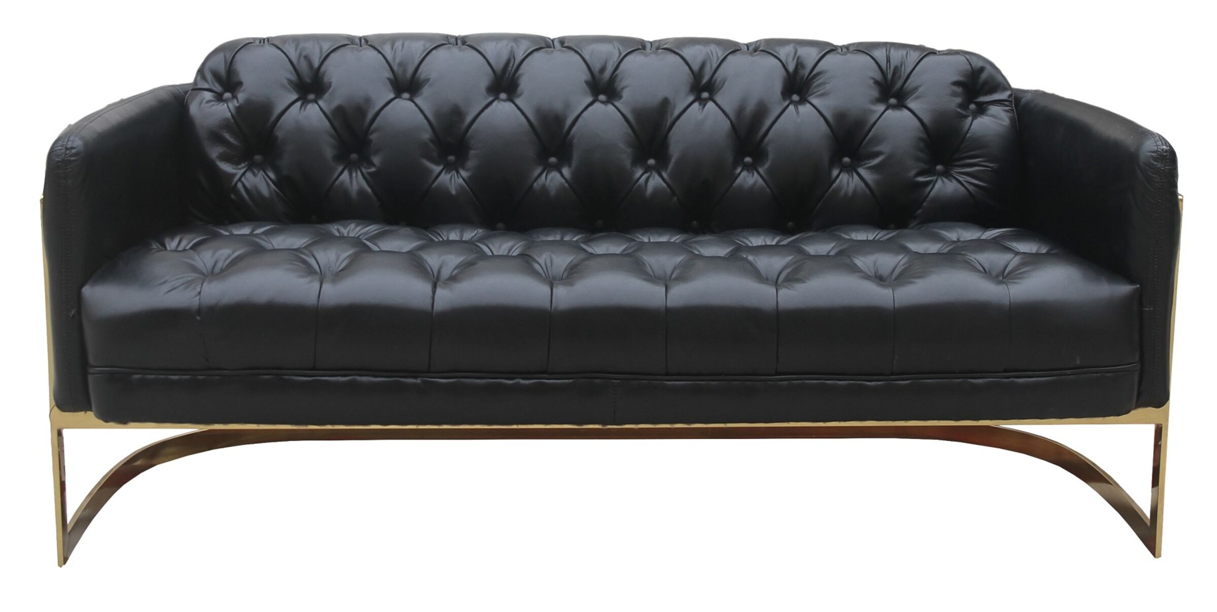 Metal Frame Chesterfield Buttoned 3 Seater Vintage Black Distressed