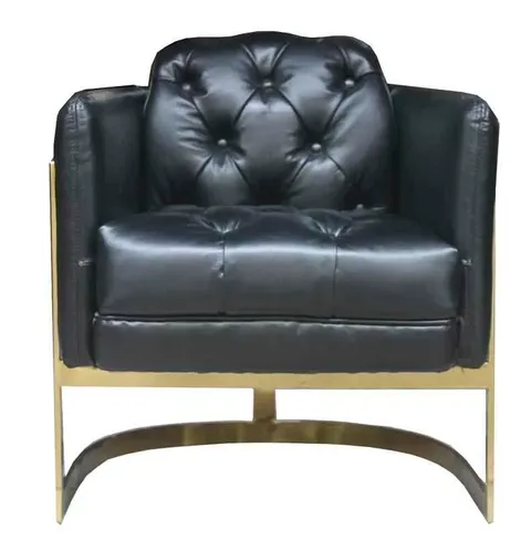Metal Frame Chesterfield Buttoned Chair Black Distressed Leather