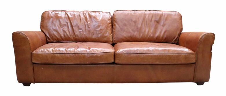 Mikado Vintage Tan Leather 3 Seater Sofa