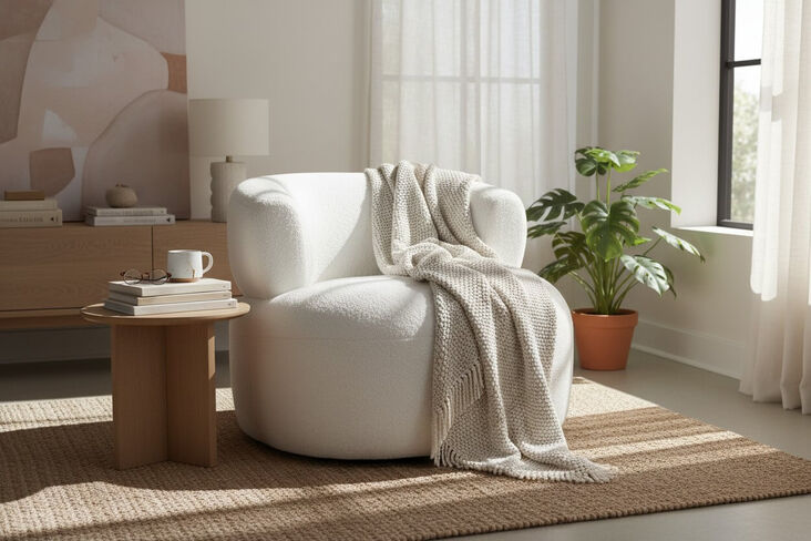 Modern Bouclé Swivel Accent Chair