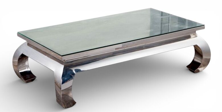 Modern Glass & Chrome Coffee Table – Sleek Contemporary Statement Piece