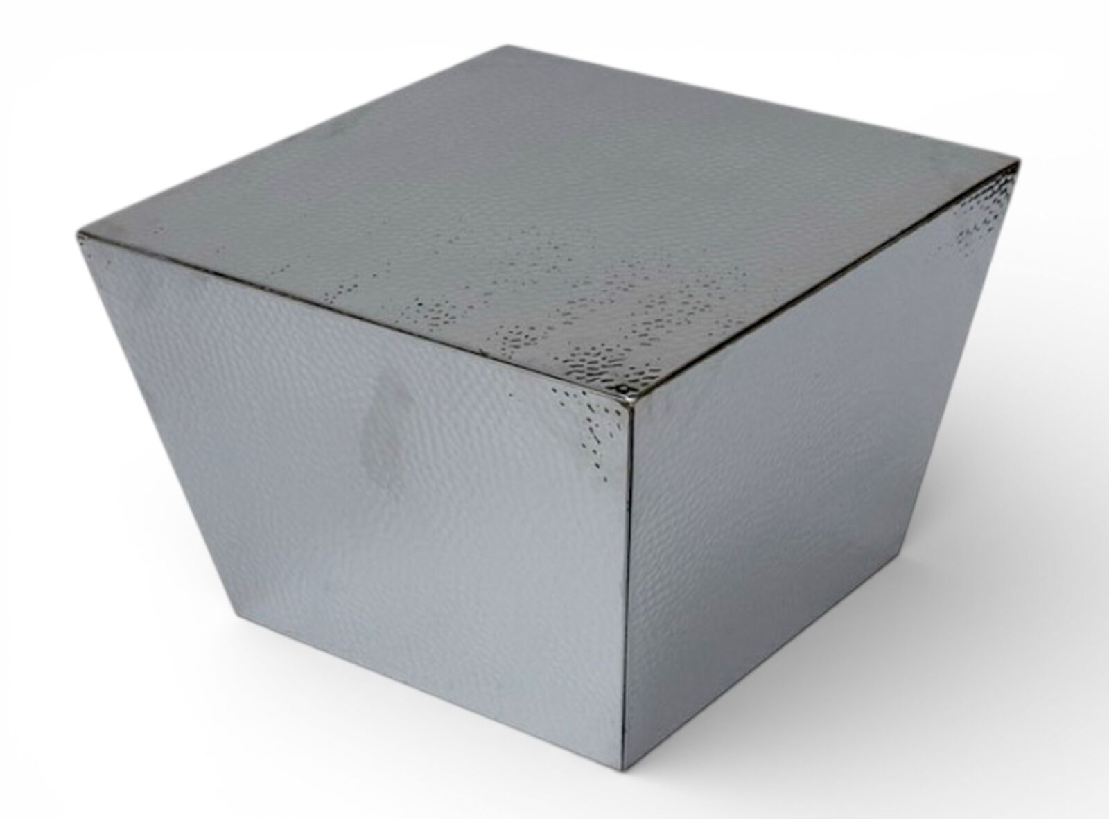 Modern Hammered Metal Coffee Table Silver Finish