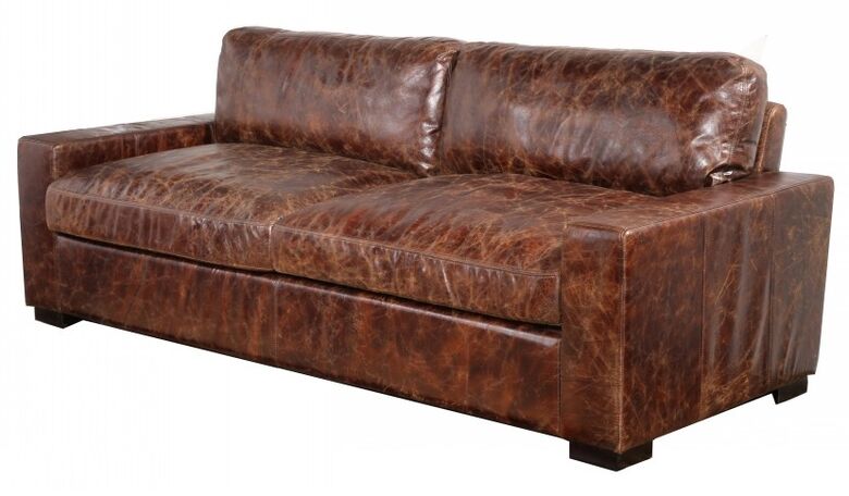 Montana 3 Seat Vintage Distressed Leather Settee Sofa