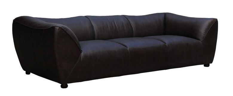 Monte Carlo Vintage Nappa Ebony Leather 3 Seater Sofa