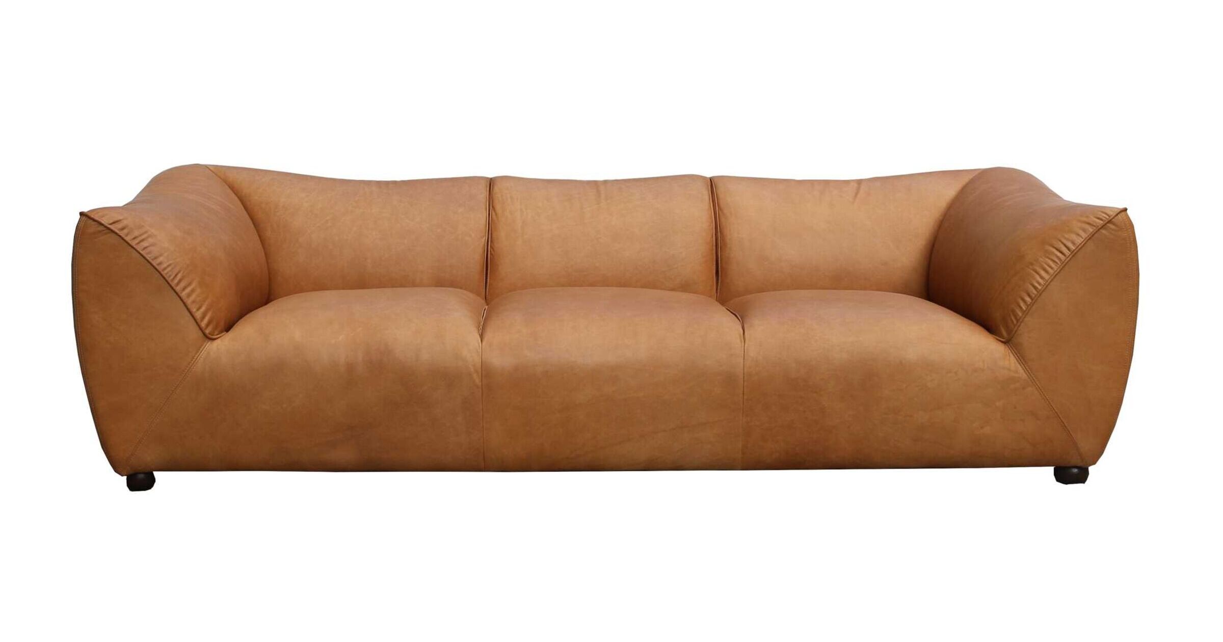 Monte Carlo 3Seater Sofa Vintage Tan Leather Designer Style