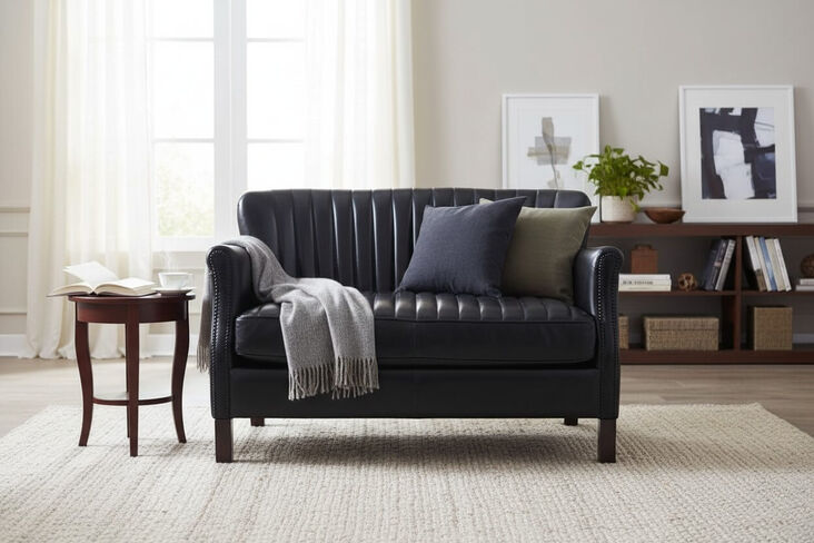 Montrose Distressed Vintage Black Leather 2 Seater Settee Sofa