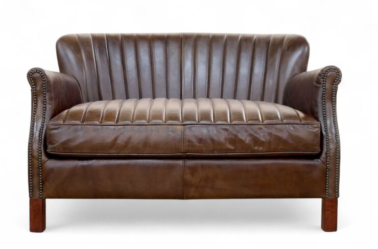 Montrose Distressed Vintage Brown Leather 2 Seater Settee Sofa