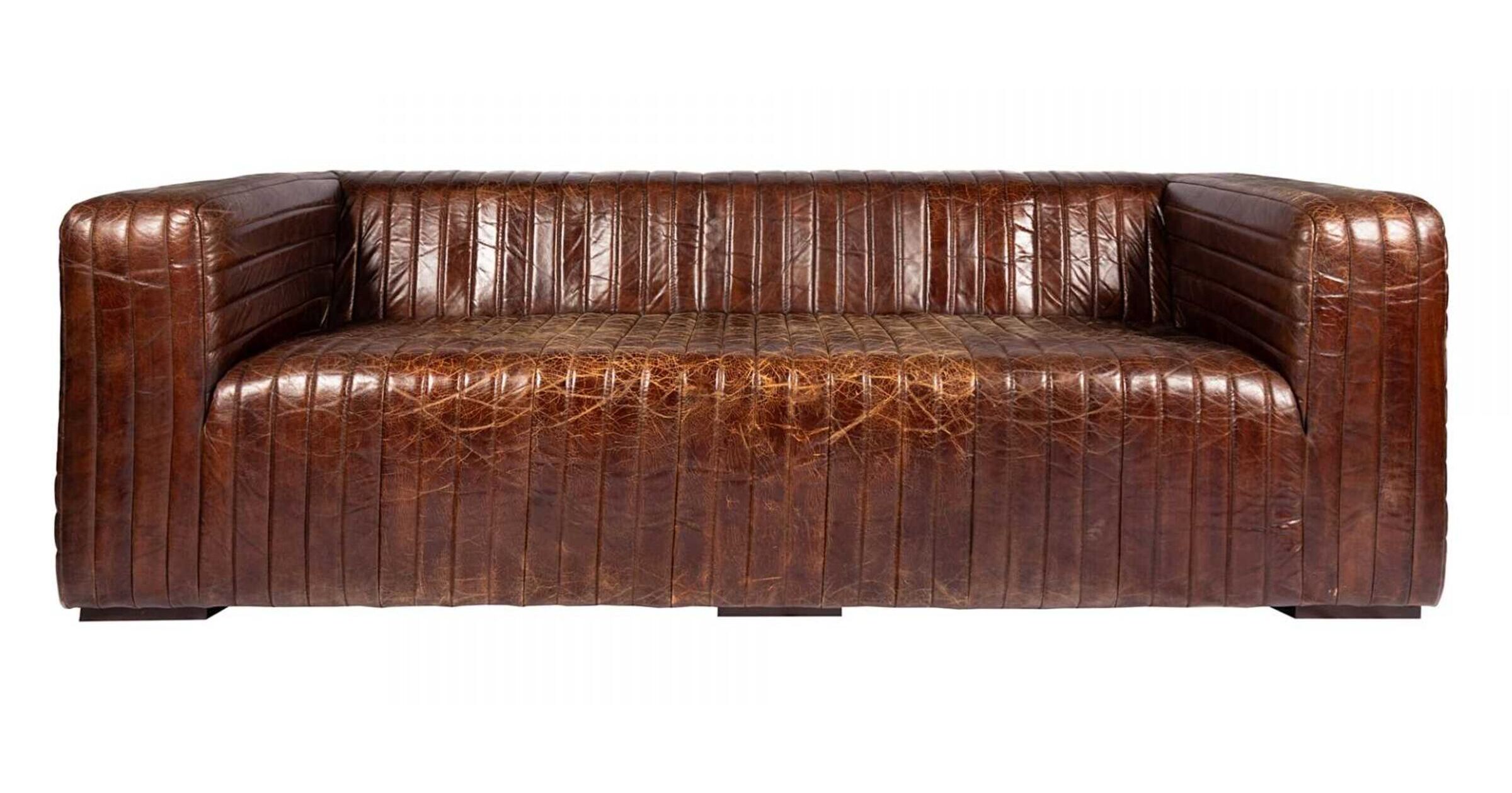 Designer Sofas 4U Munich Vintage 3Seater Brown Leather Sofa