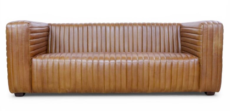 Munich Vintage Tan Leather 3 Seater Sofa