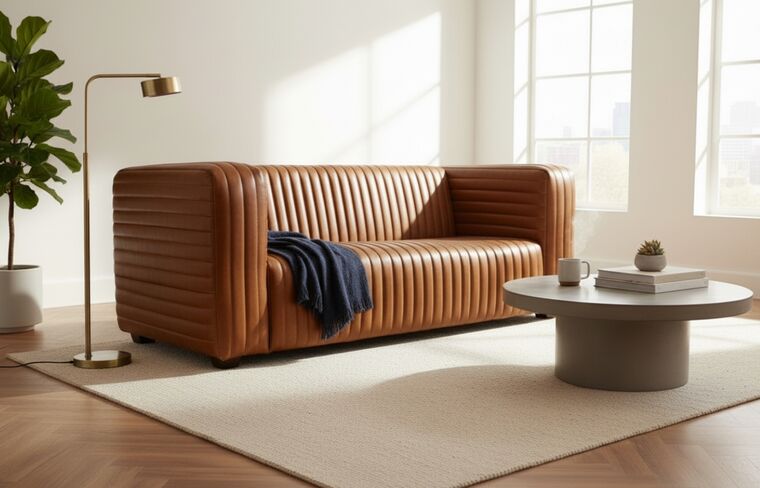 Munich Vintage Tan Leather 3 Seater Sofa