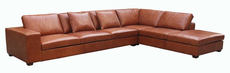 Nirvana Corner Group Vintage Tan Leather Sofa