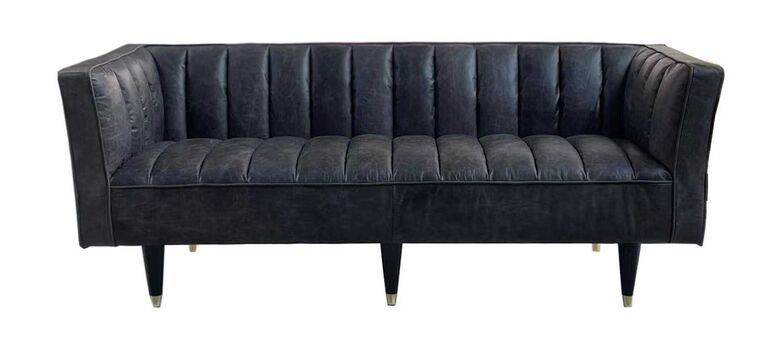 Nixon Vintage Nappa Black Leather 3 Seater Sofa