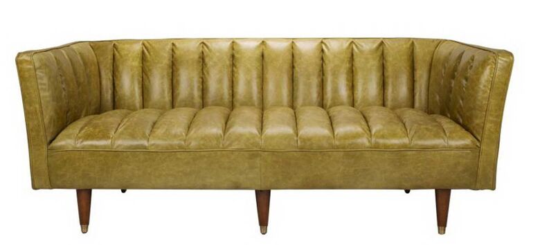 Nixon Vintage Nappa Olive Green Leather 3 Seater Sofa