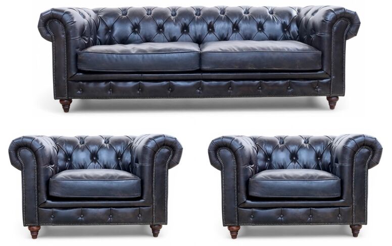 Noble Chesterfield 3+1+1 Vintage Tobacco Brown Leather Sofa Suite