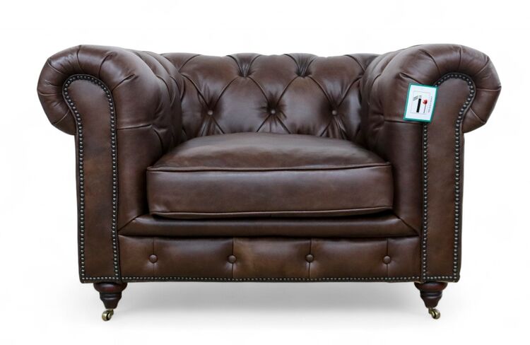 Noble Chesterfield Club Chair Umbar Brown Leather