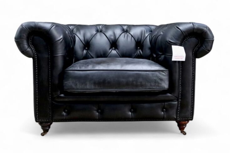 Noble Chesterfield Club Chair Vintage Black Distressed Real Leather