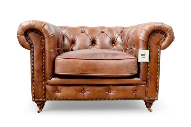 Noble Chesterfield Club Chair Vintage Brown Distressed Real Leather
