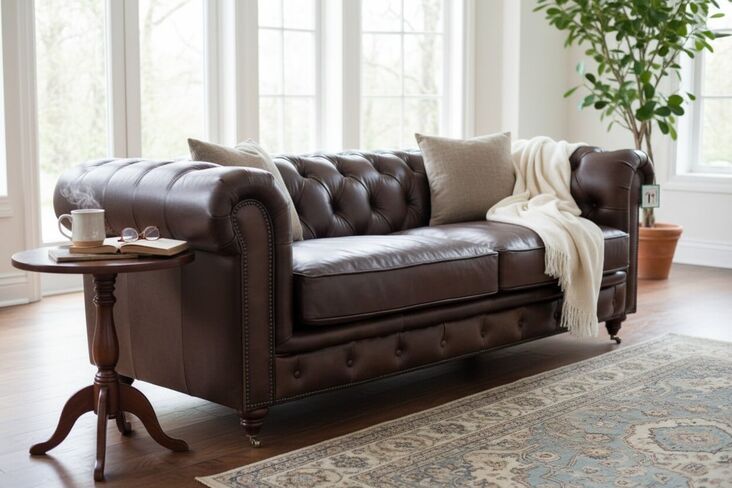 Noble Grande Chesterfield 3 Seater Nappa Umbar Brown Leather Sofa