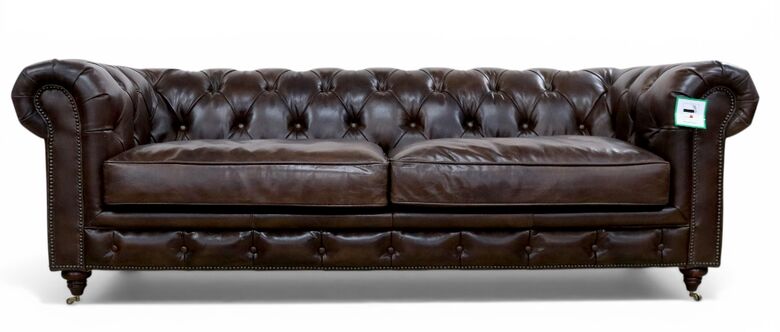Noble Grande Chesterfield 3 Seater Vintage Brown Real Leather Sofa