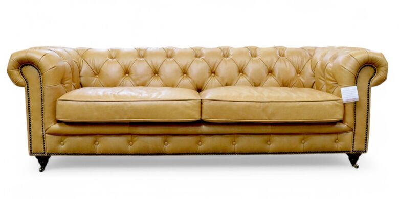 Noble Grande Chesterfield Vintage 3 Seater Nappa Sandy Brown Real Leather Sofa