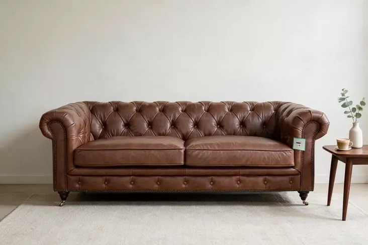 Noble Grande Chesterfield Vintage 3 Seater Nappa Chocolate Brown Real Leather Sofa