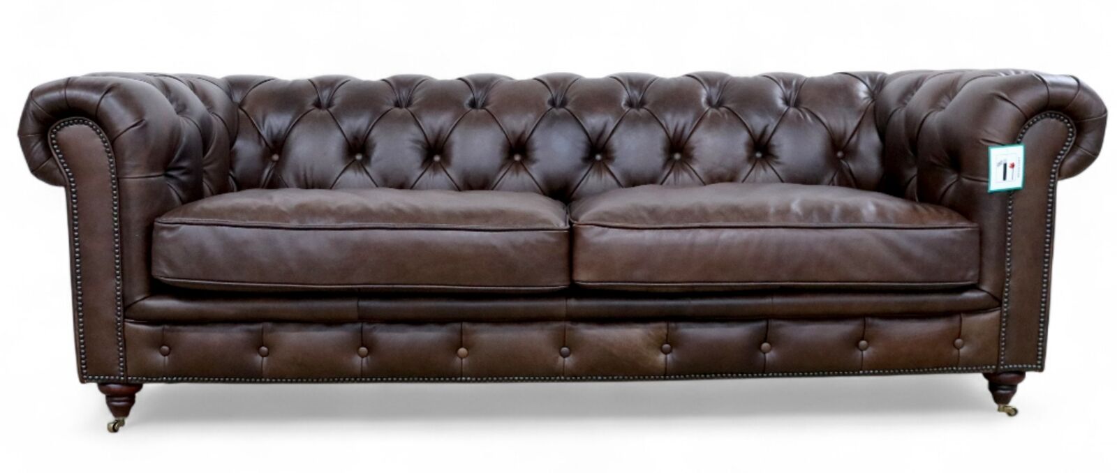 Noble Grande Chesterfield 3 Seater Nappa Umbar Brown Leather Sofa