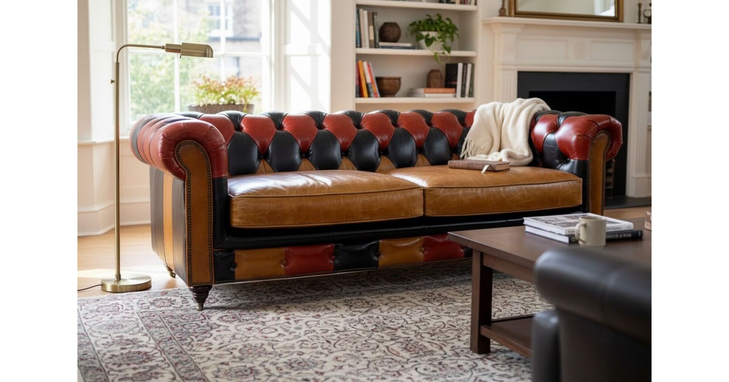 Noble Vintage Patchwork Leather 3 Seater Chesterfield Sofa | Designer ...