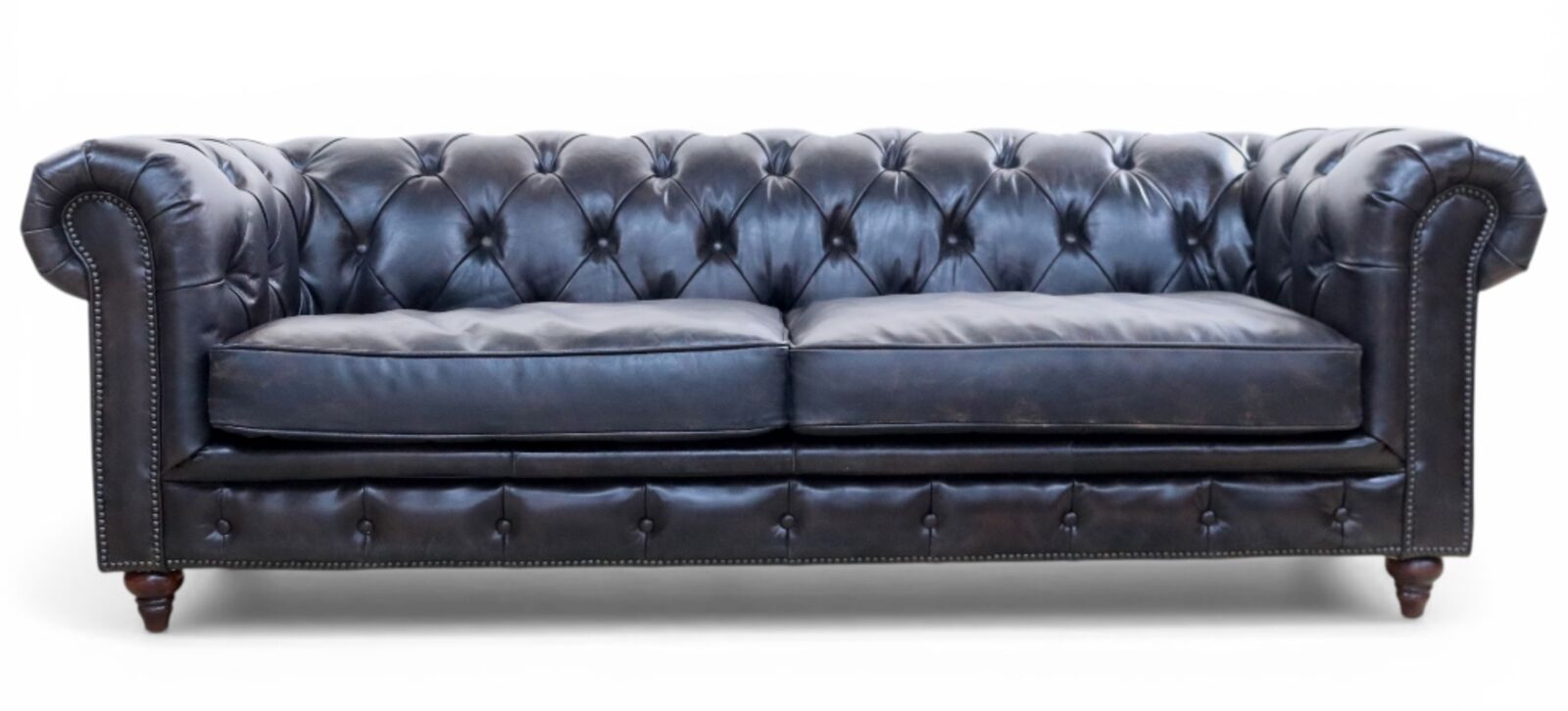 Noble Vintage Distressed Tobacco Real Leather Chesterfield 3 Seater Sofa