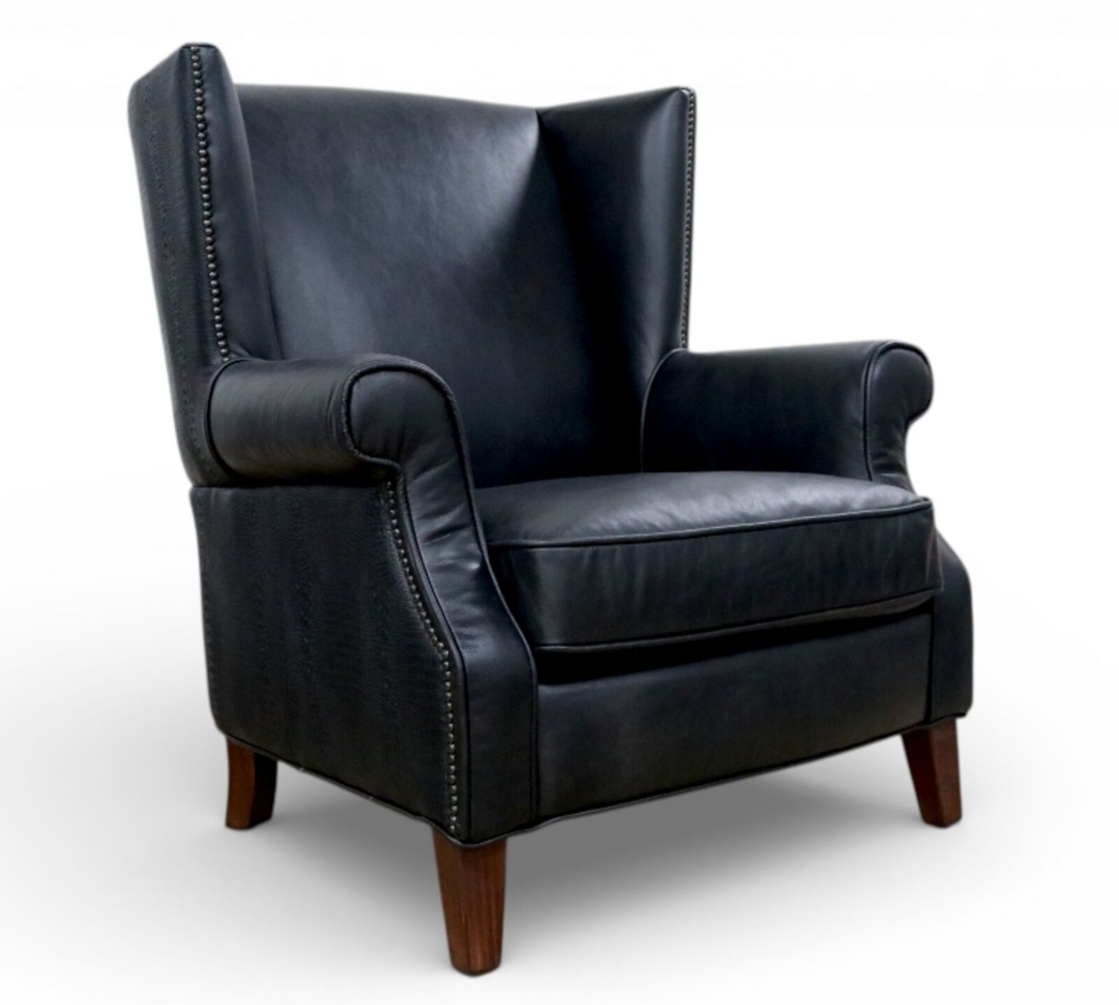 Oberon Crocodile Embossed High Back Leather Armchair Black