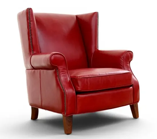 Oberon Red Leather Wingback Armchair | High Back Leather Chair
