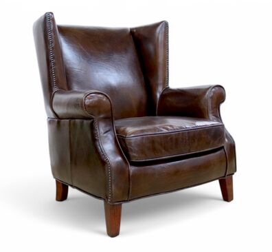 Vintage Leather Wing Chair