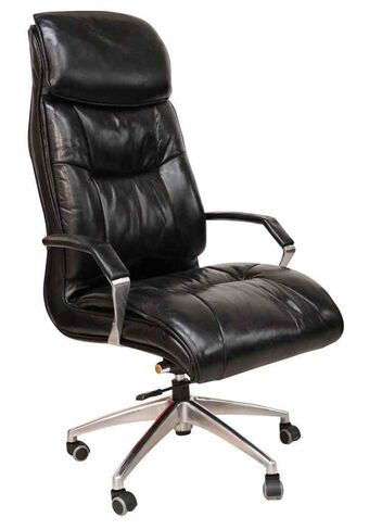 Vintage Black Distressed Leather Office Chair