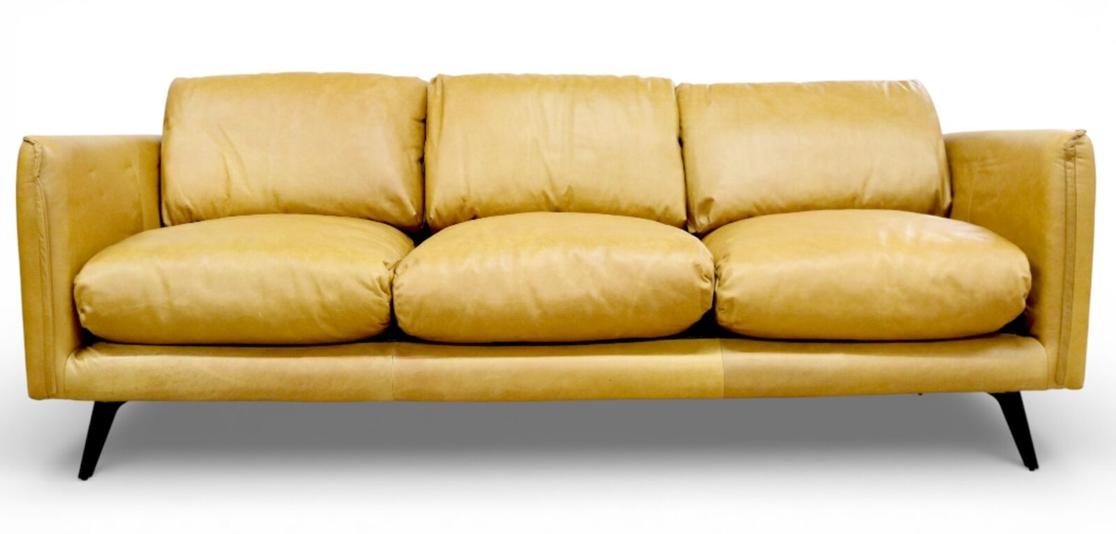 Ottavia Sand Leather 3 Seater Modern Sofa