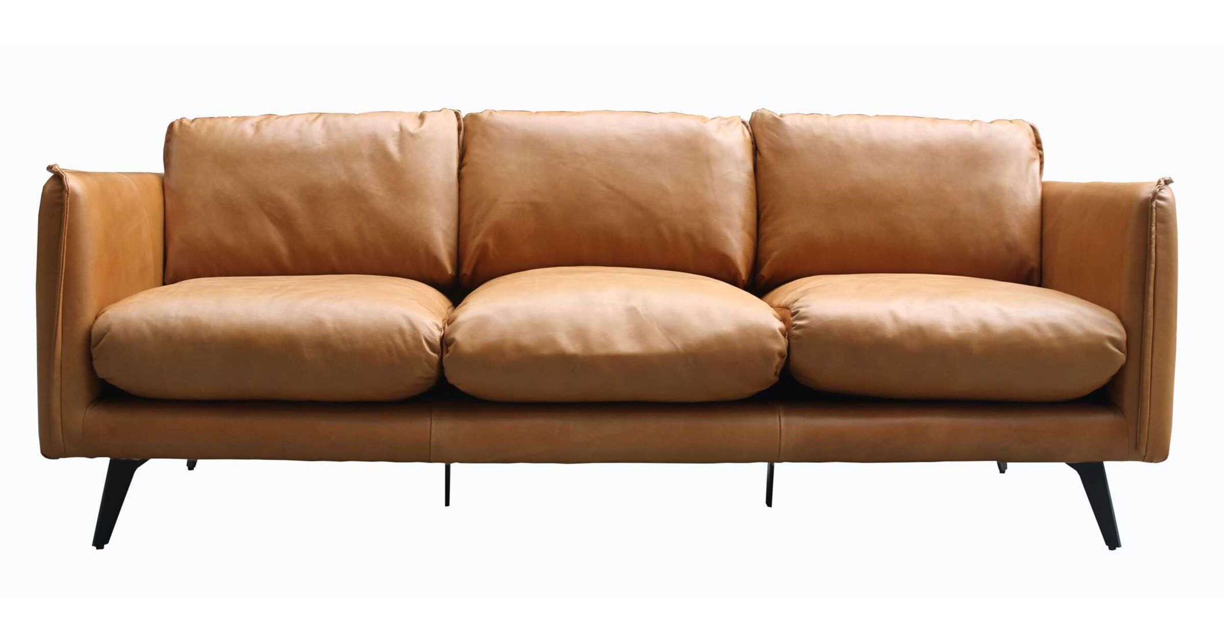 Ottavia Vintage Nappa Orange Brown Leather 3 Seater Sofa Vintage