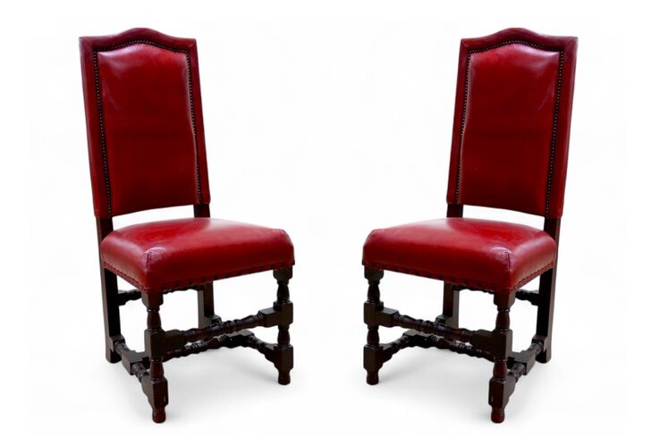 Pair Of Cheltenham Dining Chairs Vintage Red Leather