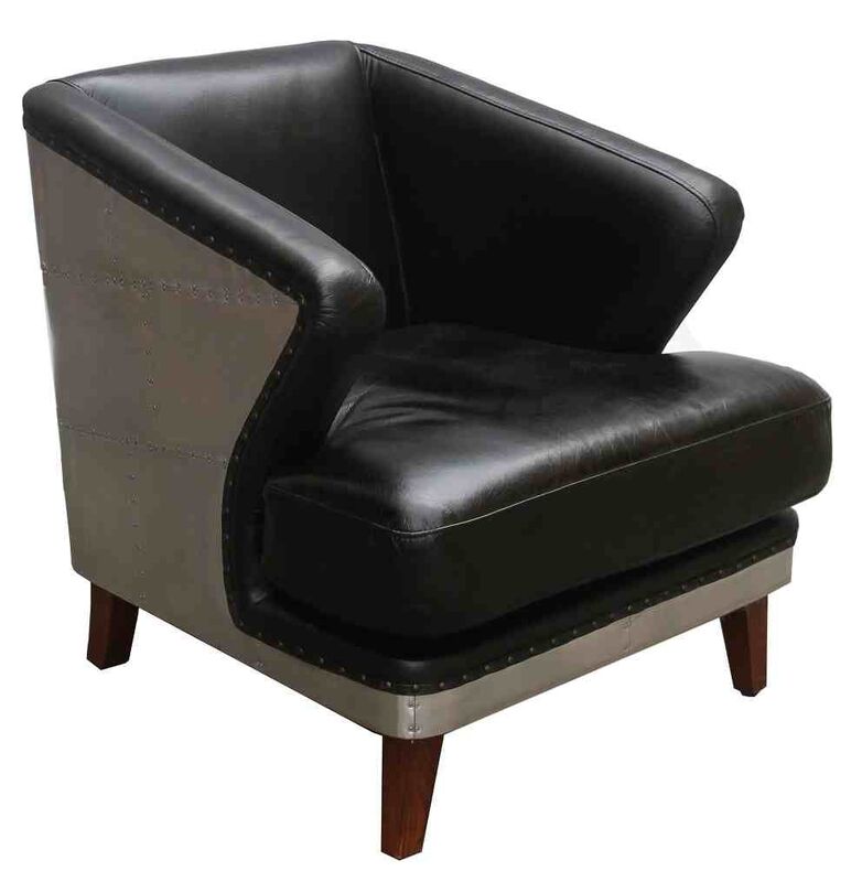 Product photograph of Palermo Aviator Aluminium Vintage Leather Tub Chair from Designer Sofas 4U