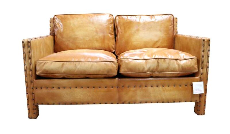 Product photograph of Portofino Luxury Vintage Wash Tan Leather 2 Seater Sofa from Designer Sofas 4U