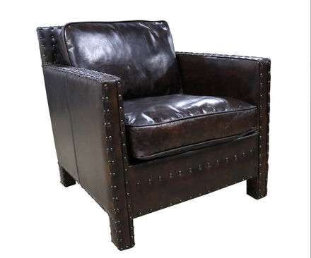 Portofino Vintage Distressed Leather Tobacco Brown Armchair